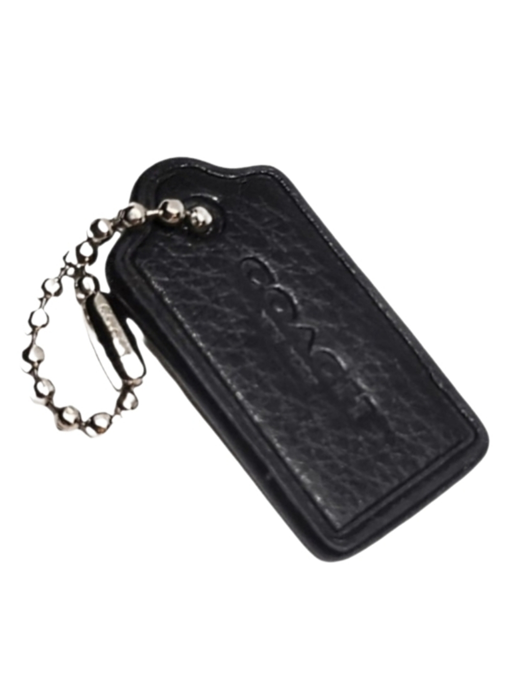 😍 Coach 1.25" Black Pebbled Leather Hangtag Bag Fob Mini Charm Keychain RARE